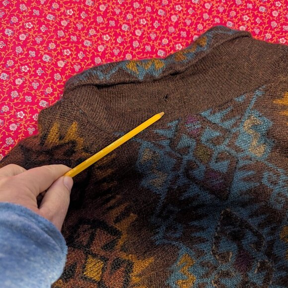 Dakota Alpaca Sweater Cardigan Wool Crop Aztec Boho Hand Loomed Boxy Zip Up - Picture 8 of 8